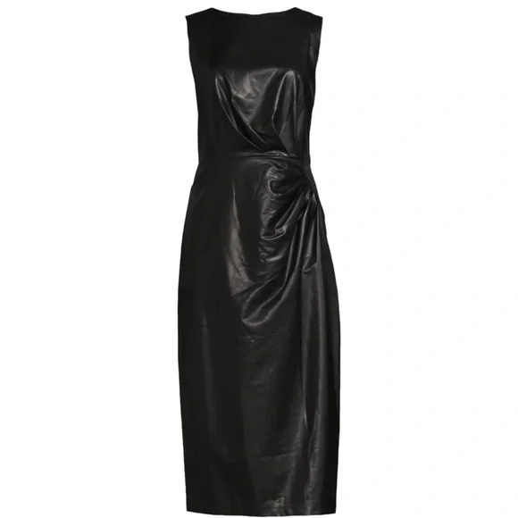 Calvin Klein | Dresses | Calvin Klein Black Faux Leather Midi Dress Size 6  Nwt | Poshmark